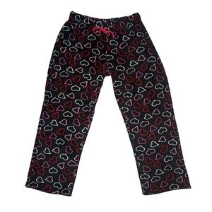 Eyeshadow Sleepwear Black Heart Prints Fleece Pajama Pants Size Large